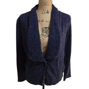Caslon Blue Heathered Sweatshirt Shawl Collar Blazer Jacket‎ Size Small